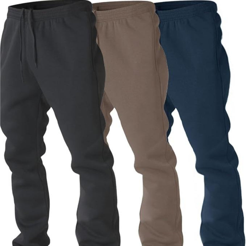 Men's Ultra Performance Fleece Wide Leg Sweatpants - 3 Pack with Pockets and Open Bottom Design