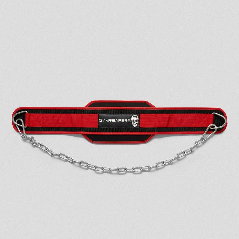 Gymreapers Heavy-Duty Dip Belt with Back Support and Steel Chain for Weighted Dips, Chin-Ups, and Pull-Ups - Red