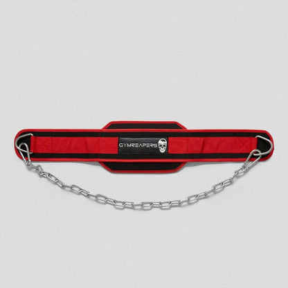 Gymreapers Heavy-Duty Dip Belt with Back Support and Steel Chain for Weighted Dips, Chin-Ups, and Pull-Ups - Red