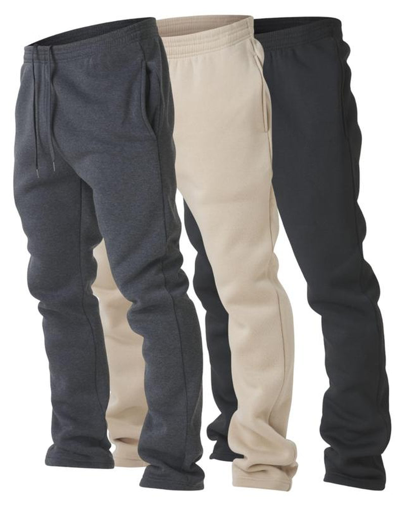 Men's Ultra Performance Fleece Wide Leg Sweatpants - 3 Pack with Pockets and Open Bottom Design