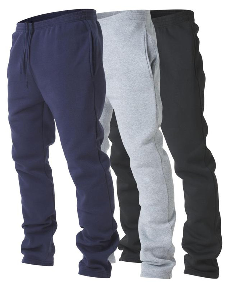 Men's Ultra Performance Fleece Wide Leg Sweatpants - 3 Pack with Pockets and Open Bottom Design