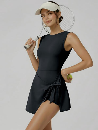 Women'S Sleeveless Yoga Golf Athletic Dresses Ruffle Side Slit Workout Dress Built-In Shorts Tennis Dress Exercise Summer Outfits Beach Outfits Casual Clothes Slim Soft