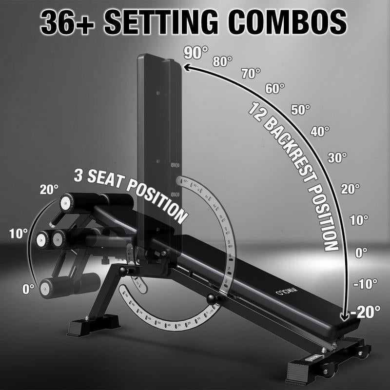 MIKOLO Adjustable Weight Bench, Workout Bench Press Set, Removable Leg Support for Flat Incline Decline Sit up Bench, Vertical Storage Space-Saving Multi-Functional Home Gym Equipmentmikolo