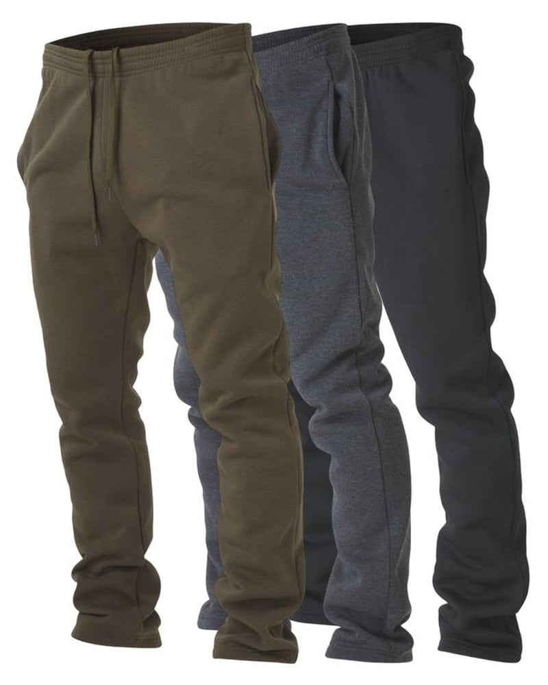 Men's Ultra Performance Fleece Wide Leg Sweatpants - 3 Pack with Pockets and Open Bottom Design