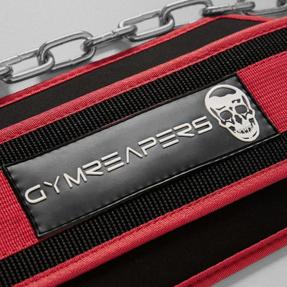 Gymreapers Heavy-Duty Dip Belt with Back Support and Steel Chain for Weighted Dips, Chin-Ups, and Pull-Ups - Red
