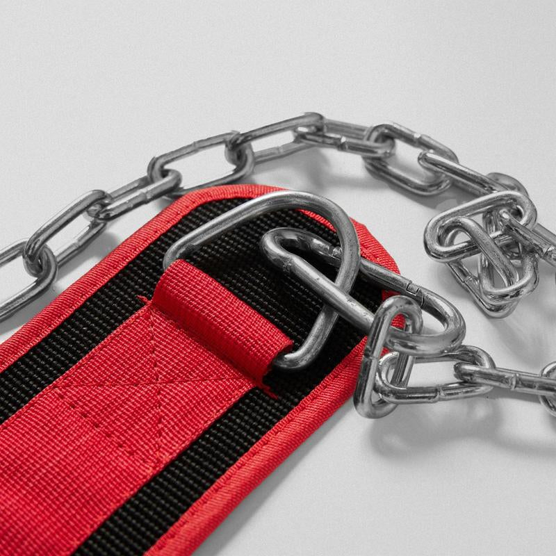 Gymreapers Heavy-Duty Dip Belt with Back Support and Steel Chain for Weighted Dips, Chin-Ups, and Pull-Ups - Red