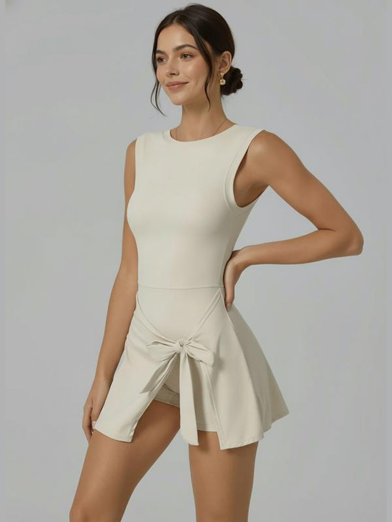 Women'S Sleeveless Yoga Golf Athletic Dresses Ruffle Side Slit Workout Dress Built-In Shorts Tennis Dress Exercise Summer Outfits Beach Outfits Casual Clothes Slim Soft