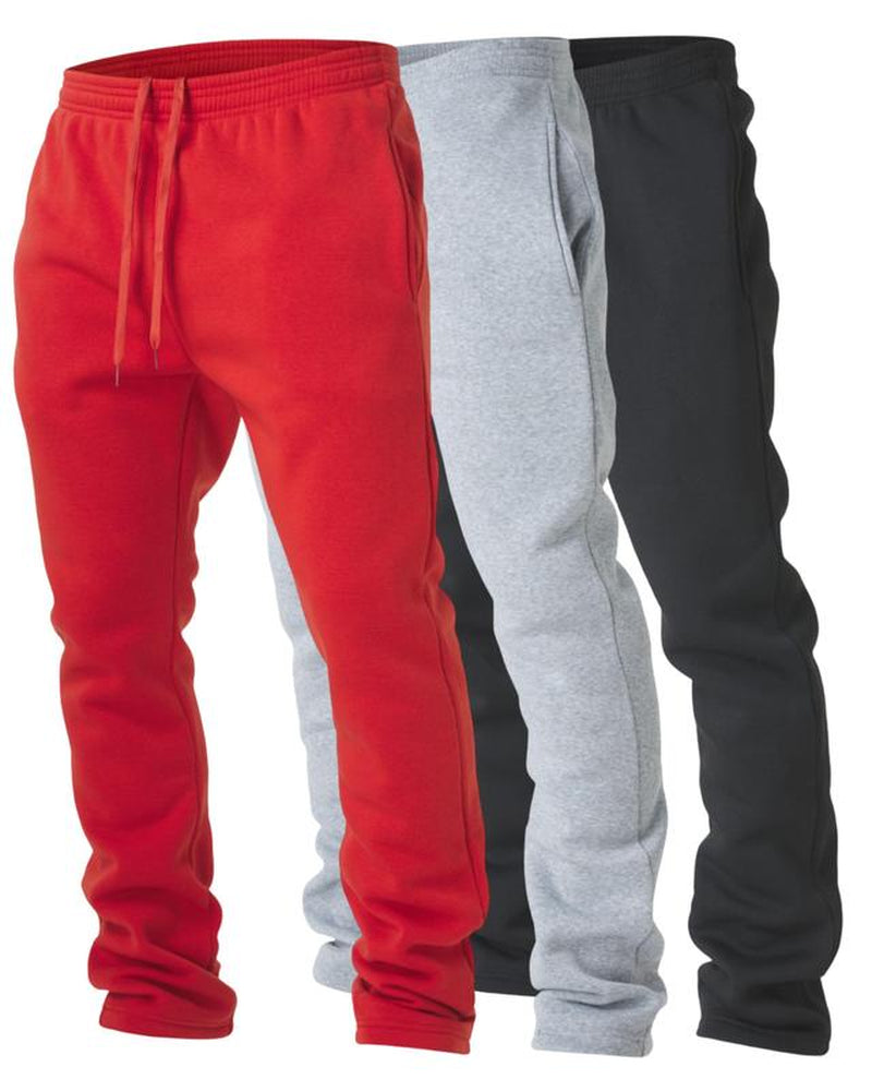 Men's Ultra Performance Fleece Wide Leg Sweatpants - 3 Pack with Pockets and Open Bottom Design