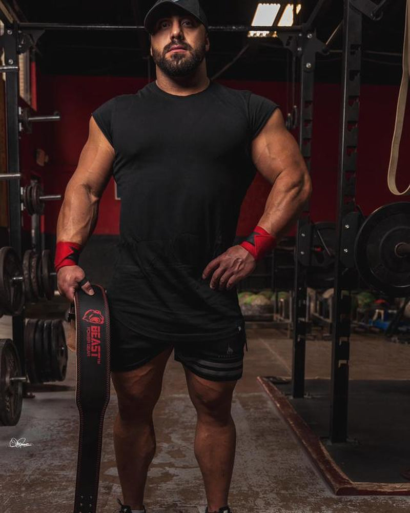 Weight Lifting Belt 4Inch Leather Belt with Free Wrap - Foam Padded Back Support Gym Belt for Bodybuilding Squat Deadlift Weight Belt, Weightlifting Belt Men Women